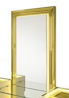 FM72015BG-V-SET  3 pc Lucida beige crocodile skin texture gold accents LED make up vanity set