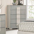 FM7201WH-C Lincolt white wash / stone grey finish wood 5 drawer tall chest