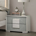 FM7201WH-N Lincolt white wash / stone grey finish wood 2 drawer nightstand