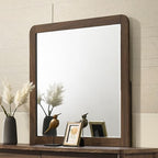 FM72022WN-4PC 4 pc Hayward walnut finish wood channeled padded fabric with LED accents queen bedroom set