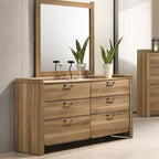 FM72023NT-4PC 4 pc Elinora natural finish wood fabric upholstered LED queen bedroom set