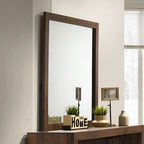 FM72026WN-4PC 4 pc Altamari brown fabric walnut finish wood channeled padded queen bedroom set