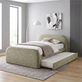 Vanni Green Fabric Upholstered Full Rounded Top Trundle Bed – FM72028GR-F