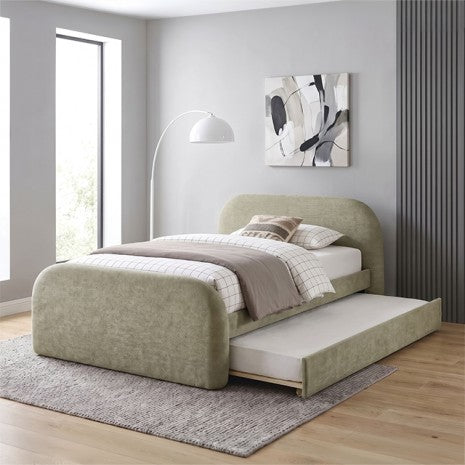 Vanni Green Fabric Upholstered Full Rounded Top Trundle Bed – FM72028GR-F