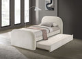 FM72028IV Vanni ivory white fabric upholstered twin rounded top trundle bed