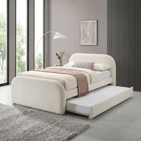 Vanni Ivory White Fabric Upholstered Full Rounded Top Trundle Bed – FM72028IV-F