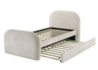 FM72028IV Vanni ivory white fabric upholstered twin rounded top trundle bed