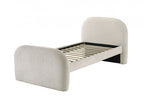 FM72028IV Vanni ivory white fabric upholstered twin rounded top trundle bed