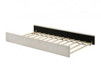 FM72028IV Vanni ivory white fabric upholstered twin rounded top trundle bed