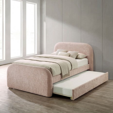 Vanni Pink Fabric Upholstered Full Rounded Top Trundle Bed – FM72028PK-F