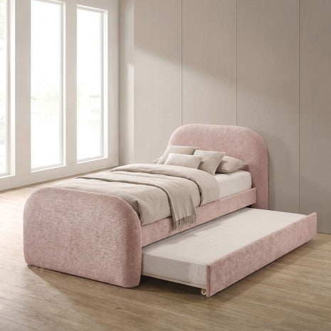 Vanni Pink Fabric Upholstered Twin Rounded Top Trundle Bed – FM72028PK