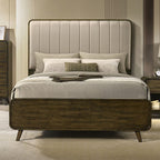 FM72029WN-4PC 4 pc Eastlin walnut finish wood mid-century modern rounded accents queen bedroom set