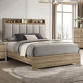 FM72031AK-4PC 4 pc Posey dusty oak / white  finish wood fabric upholstered headboard queen bedroom set