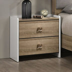 FM72031AK-4PC 4 pc Posey dusty oak / white  finish wood fabric upholstered headboard queen bedroom set