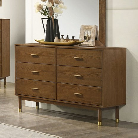 FM72034WN-4PC 4 pc Ripley walnut finish wood mid-century modern low rise queen bedroom set
