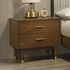 FM72034WN-4PC 4 pc Ripley walnut finish wood mid-century modern low rise queen bedroom set