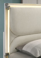 FM72081WH-T-4PC 4 pc Lareina pearl white finish wood twin bed with LED lighting