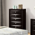 FM7210BK-C Zosimo black finish rounded front 5 drawer tall chest