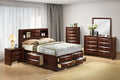 FM7210CH-4PC 4 pc Zosimo cherry finish rounded front queen captains storage bed with drawers bedroom set