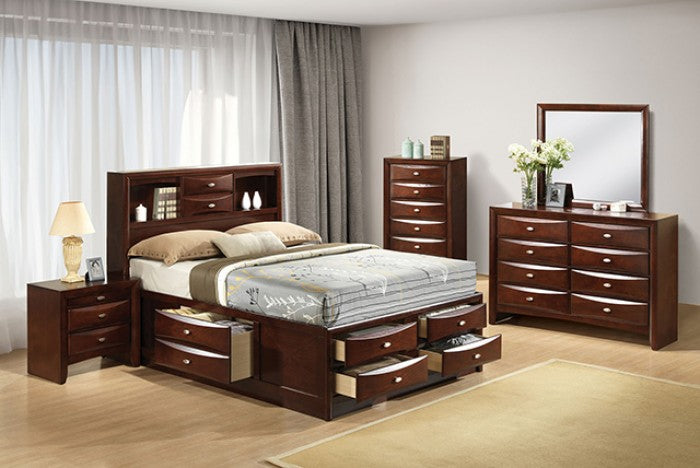 FM7210CH-4PC 4 pc Zosimo cherry finish rounded front queen captains storage bed with drawers bedroom set
