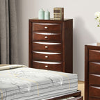 FM7210CH-4PC 4 pc Zosimo cherry finish rounded front queen captains storage bed with drawers bedroom set