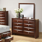 FM7210CH-4PC 4 pc Zosimo cherry finish rounded front queen captains storage bed with drawers bedroom set