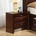 FM7210CH-N Zosimo cherry finish rounded front 2 drawer nightstand with pull out tray