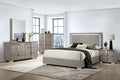 FM7211BG-4PC 4 pc Sinistra beige glossy finish wood LED accents headboard queen bedroom set silver metal vertical handles