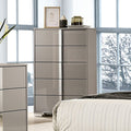 FM7211BG-C Sinistra beige glossy finish wood silver metal vertical handles 5 drawer tall chest