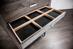 FM7212GY-4PC 4 pc Voleta grey finish wood crystal like accents fabric padded queen bedroom set foot board drawers