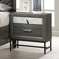 FM7212GY-N Voleta grey finish wood crystal like accents 2 drawer nightstand