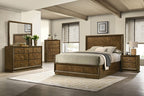 FM7213WN-4PC 4 pc Kirkham walnut finish wood paneled headboard queen bedroom set