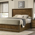 FM7213WN-4PC 4 pc Kirkham walnut finish wood paneled headboard queen bedroom set
