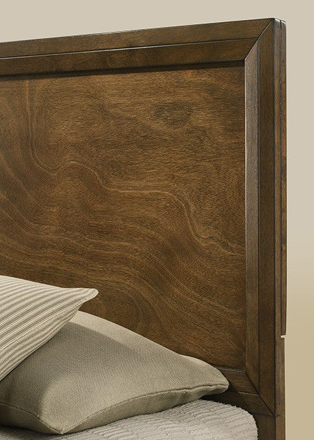 FM7213WN-4PC 4 pc Kirkham walnut finish wood paneled headboard queen bedroom set