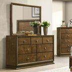 FM7213WN-4PC 4 pc Kirkham walnut finish wood paneled headboard queen bedroom set