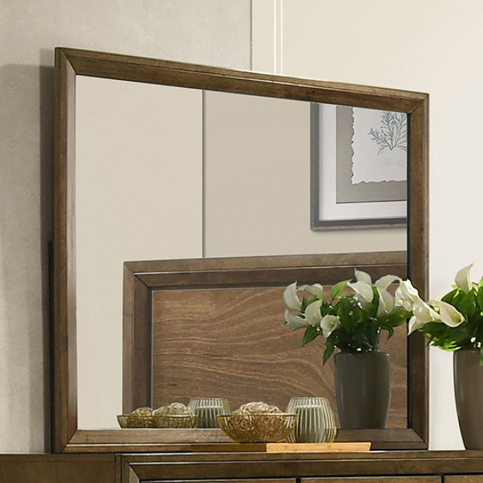 FM7213WN-4PC 4 pc Kirkham walnut finish wood paneled headboard queen bedroom set