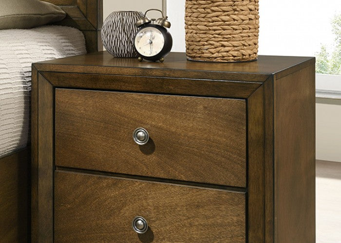 FM7213WN-4PC 4 pc Kirkham walnut finish wood paneled headboard queen bedroom set