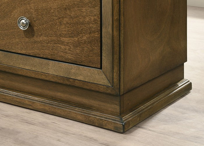 FM7213WN-4PC 4 pc Kirkham walnut finish wood paneled headboard queen bedroom set