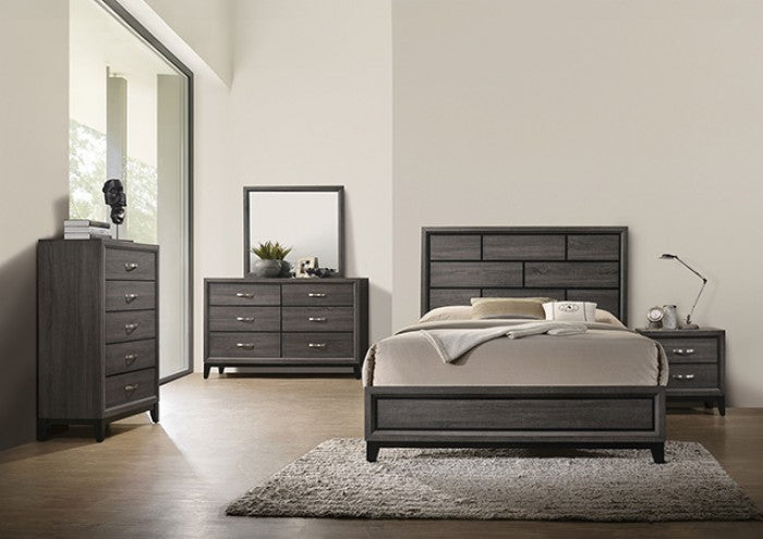 FM7215GY-4PC 4 pc Errico grey wood grain finish wood queen bedroom set