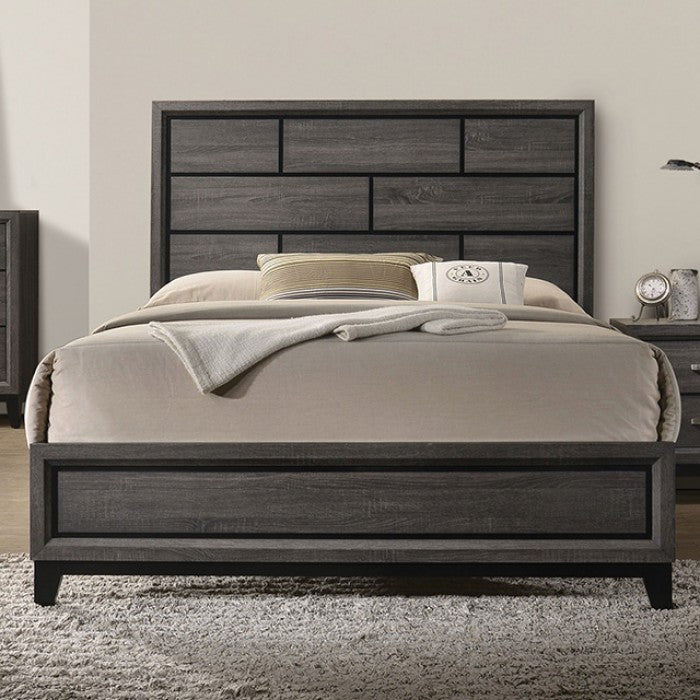 FM7215GY-4PC 4 pc Errico grey wood grain finish wood queen bedroom set