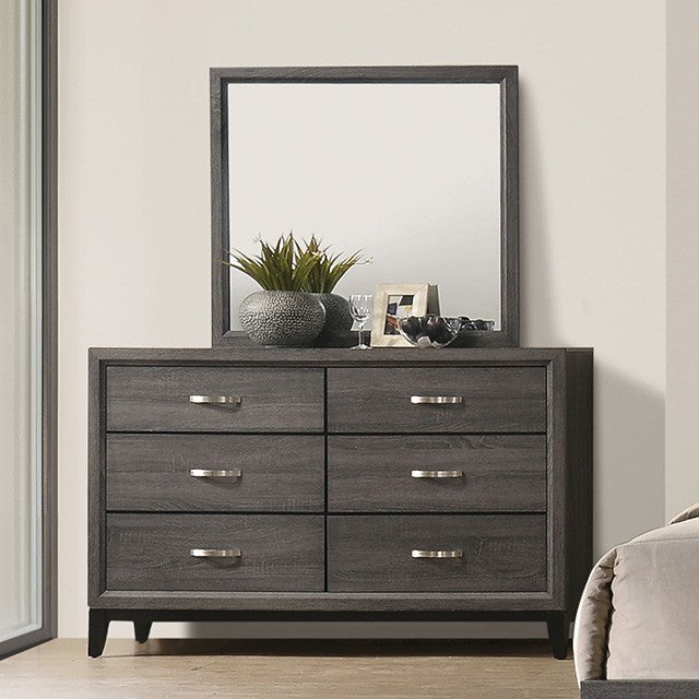 FM7215GY-D Errico grey wood grain finish wood 6 drawer dresser
