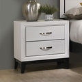 FM7215WH-N  Errico grey and white wood grain finish wood 2 drawer nightstand