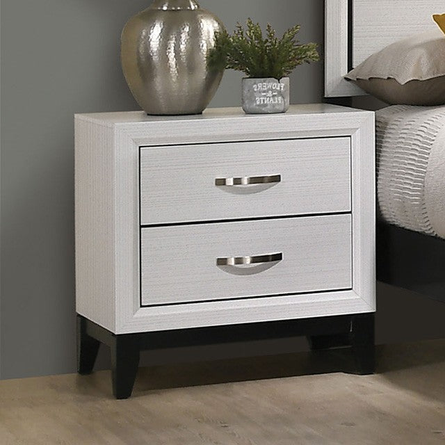 FM7215WH-4PC 4 pc Errico white and grey wood grain finish wood queen bedroom set