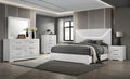 FM7216WH 4 pc Whitby white high gloss finish wood diamond design LED lighting queen bedroom set