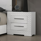 FM7216WH 4 pc Whitby white high gloss finish wood diamond design LED lighting queen bedroom set