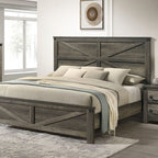 FM7218GY-4PC  4 pc Britonale rustic grey finish wood farmhouse style queen bed set