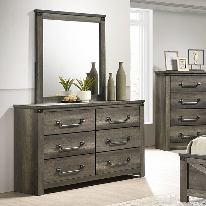 FM7218GY-4PC  4 pc Britonale rustic grey finish wood farmhouse style queen bed set