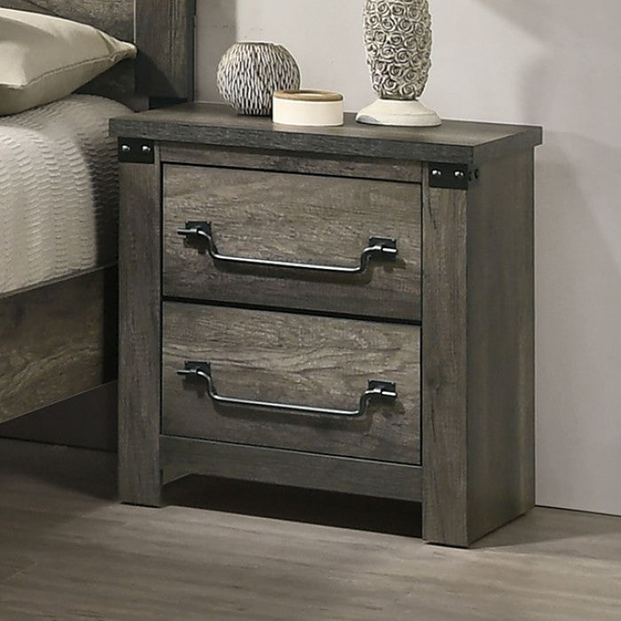 FM7218GY-4PC  4 pc Britonale rustic grey finish wood farmhouse style queen bed set