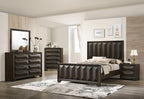 FM7232BR-4PC 4 pc Hexham espresso vertical faceted headboard and footboard queen bedroom set