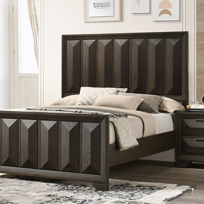 FM7232BR-4PC 4 pc Hexham espresso vertical faceted headboard and footboard queen bedroom set